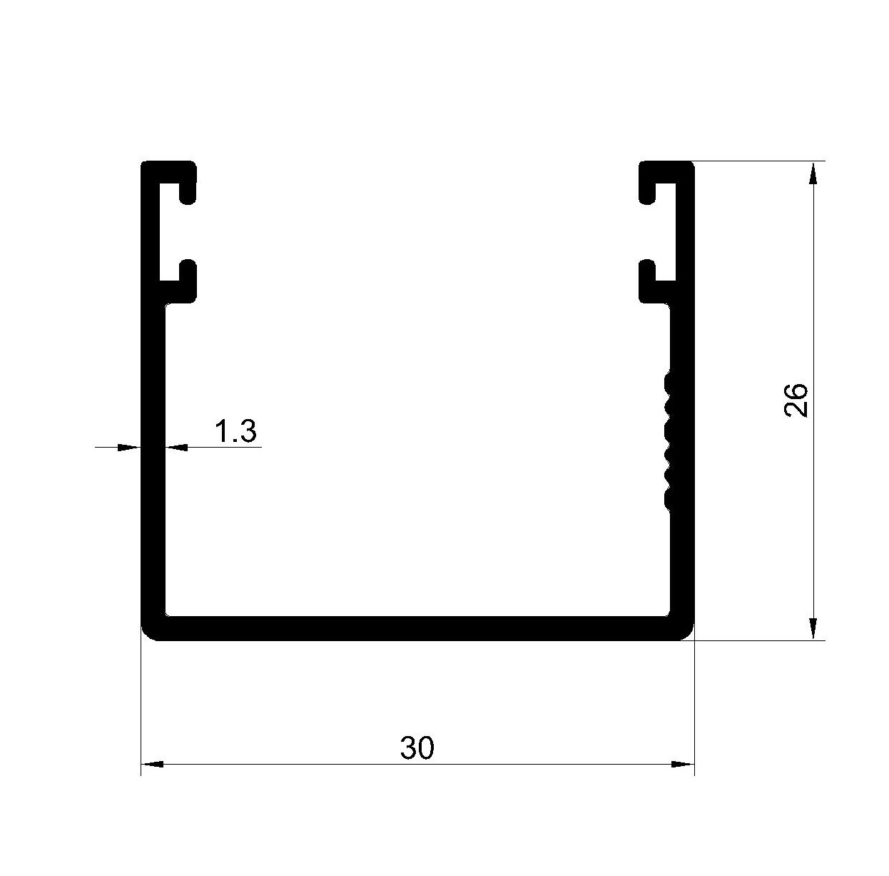 U30 &times; 26 &times; 1.3 mm Profile with Brush